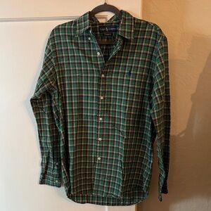 Ralph Lauren Plaid Flat Front Custom Fit L/S Button Down
